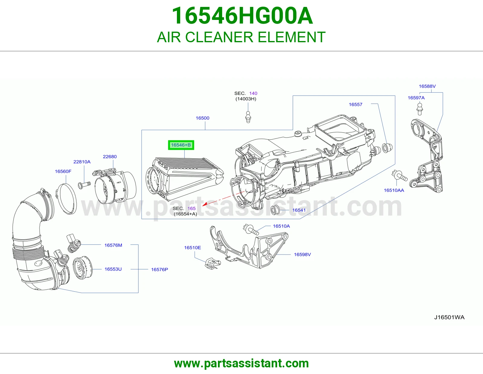 فلتر قربة هواء 16546HG00A
