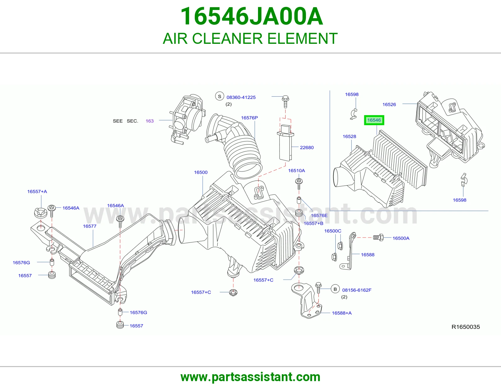 AIR CLEANER ELEMENT 16546JA00A