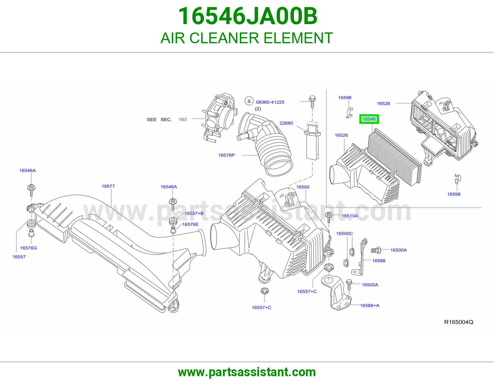 AIR CLEANER ELEMENT 16546JA00B
