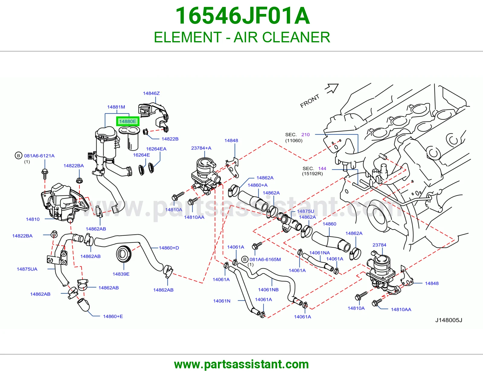 فلتر قربة هواء 16546JF01A