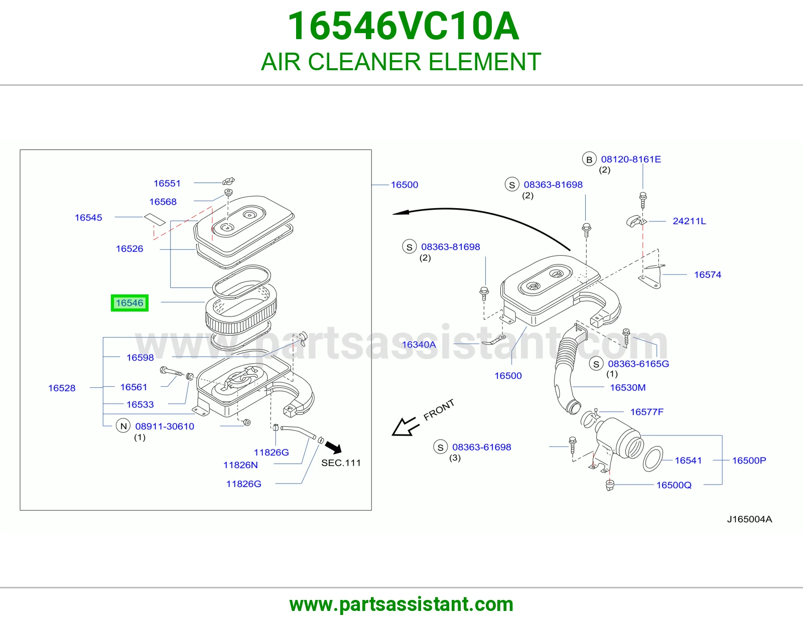 فلتر قربه هواء مكينه 16546VC10A