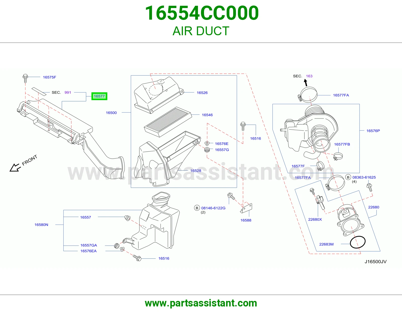 AIR DUCT 16554CC000