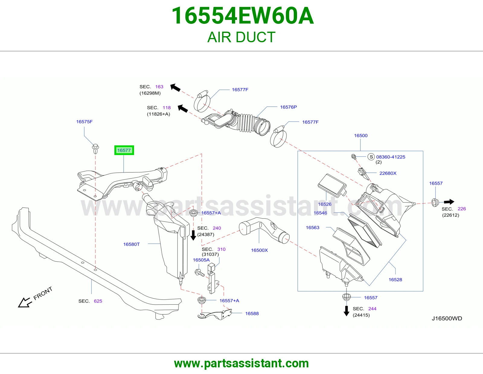 AIR DUCT 16554EW60A