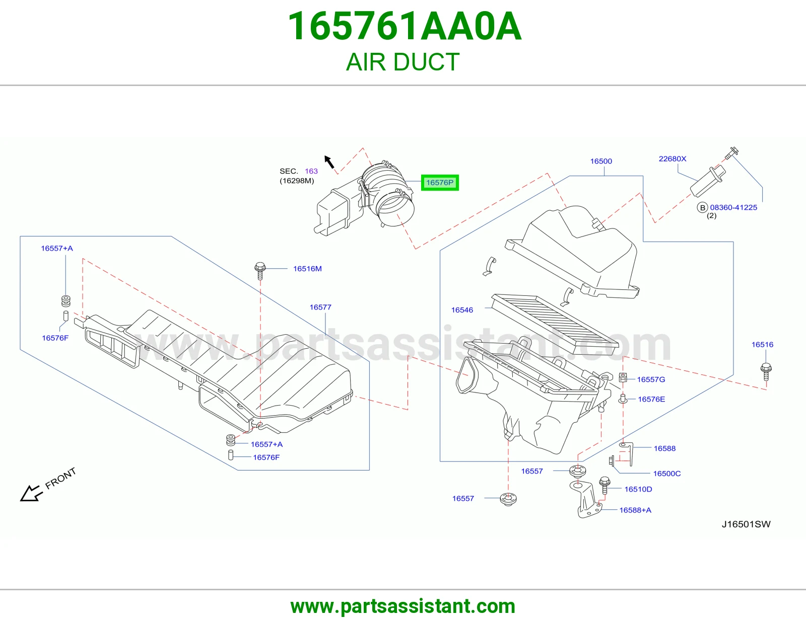 AIR DUCT 165761AA0A