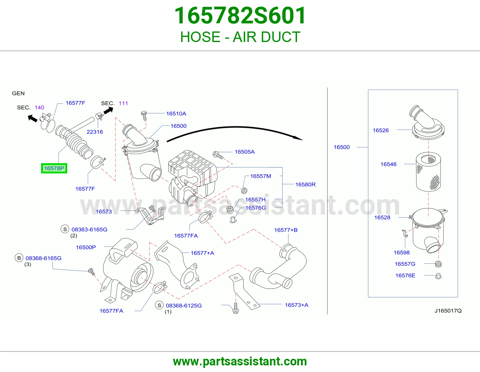 خرطوش قربه هواء 165782S601