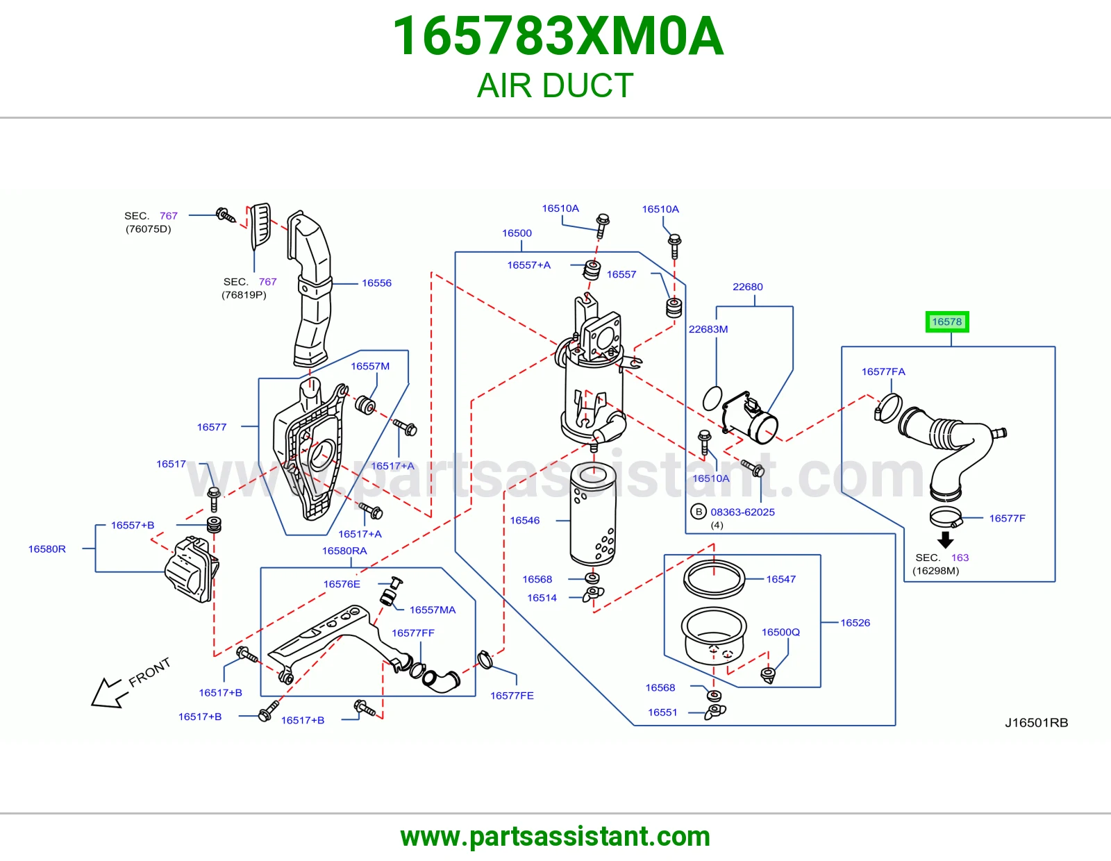 خرطوش قربه هواء 165783XM0A