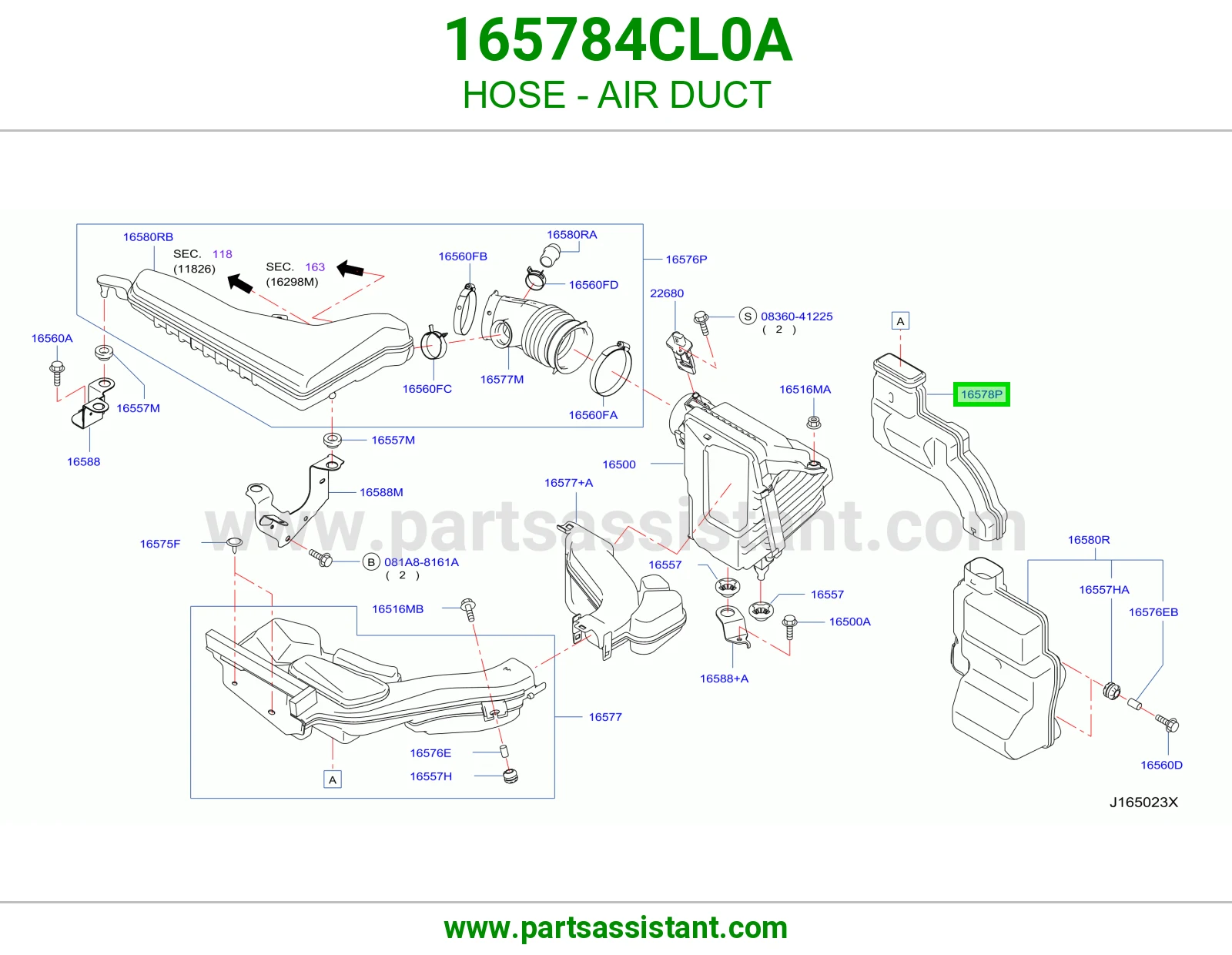 خرطوش قربه هواء 165784CL0A