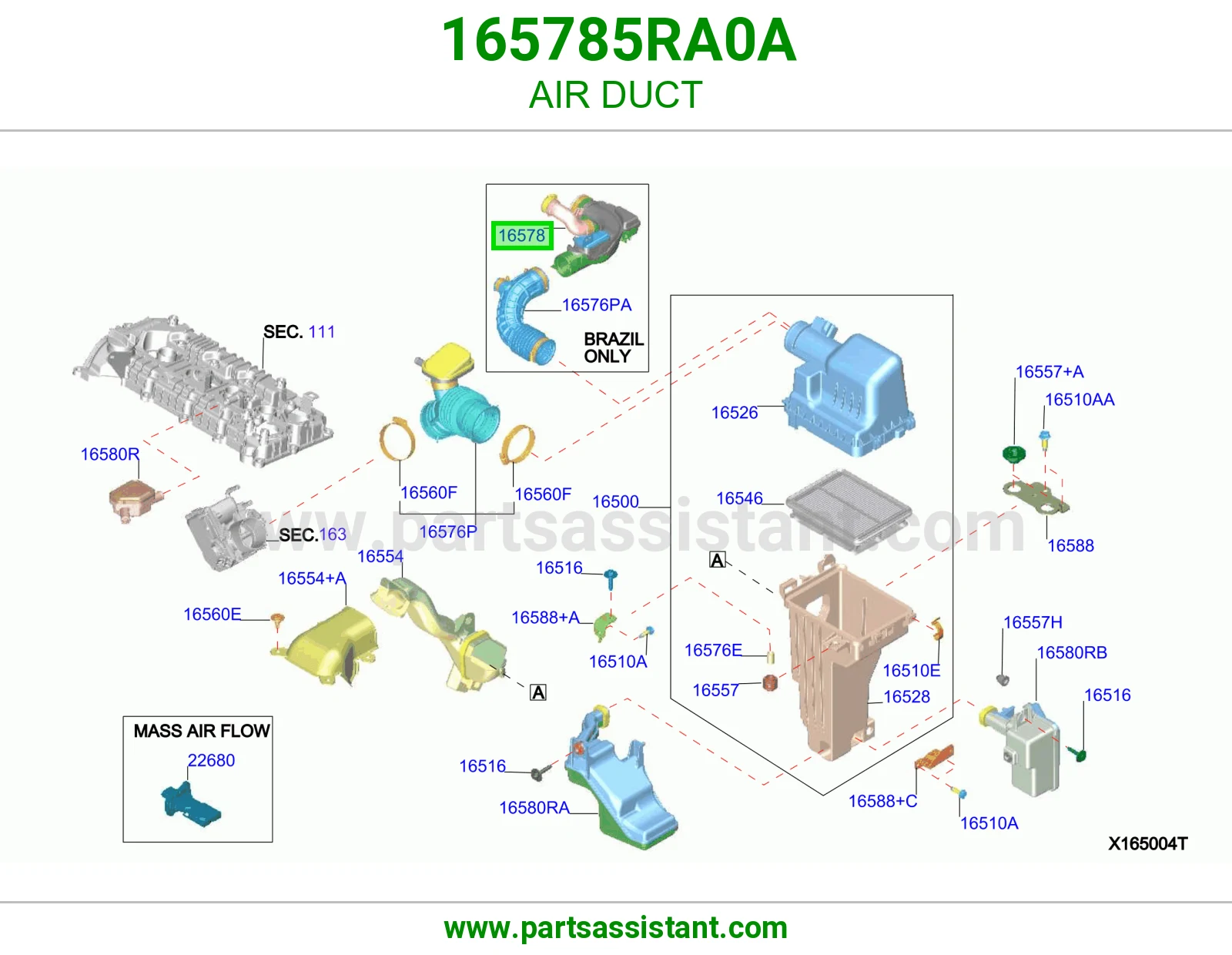 خرطوش قربه هواء 165785RA0A