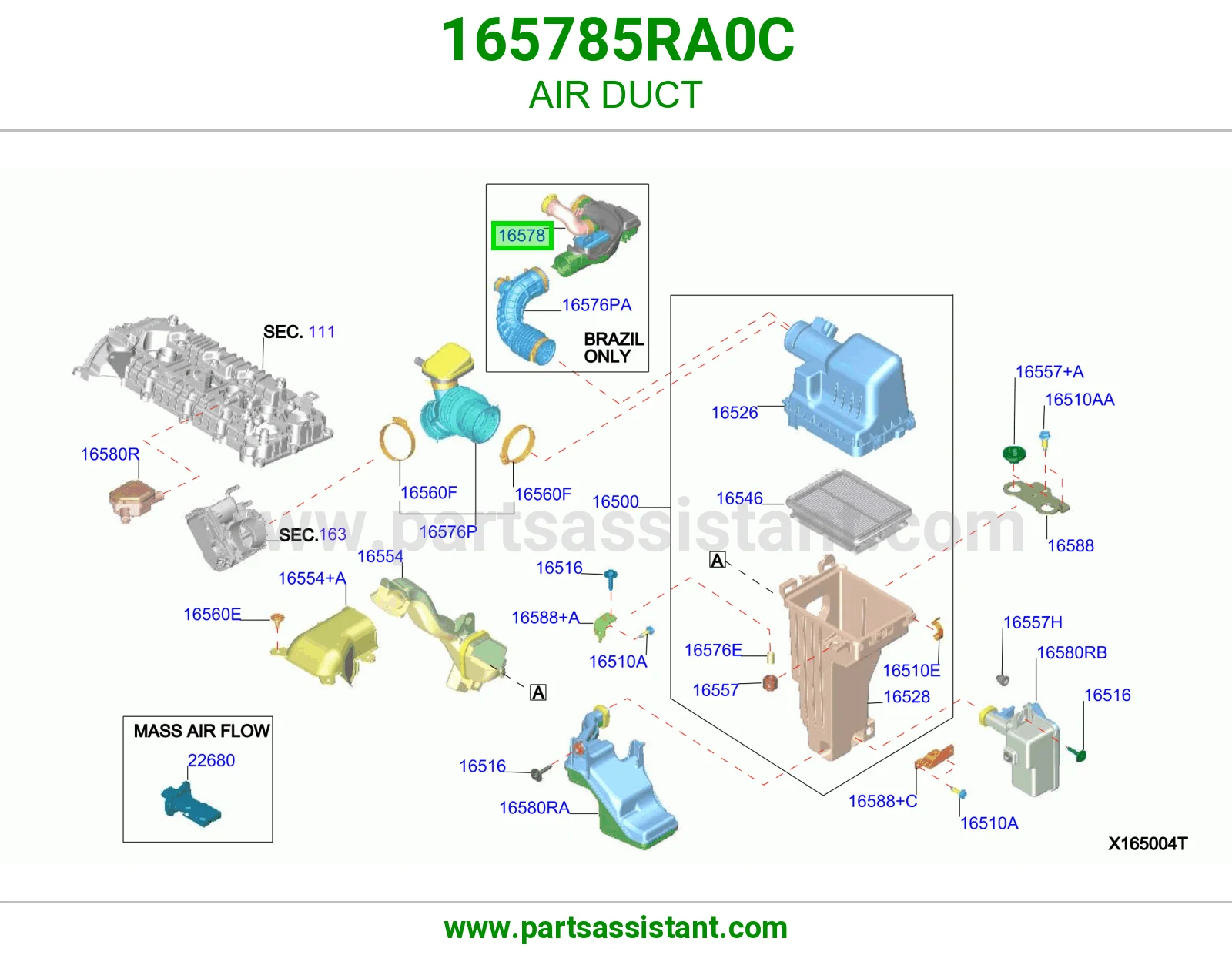 خرطوش قربه هواء 165785RA0C