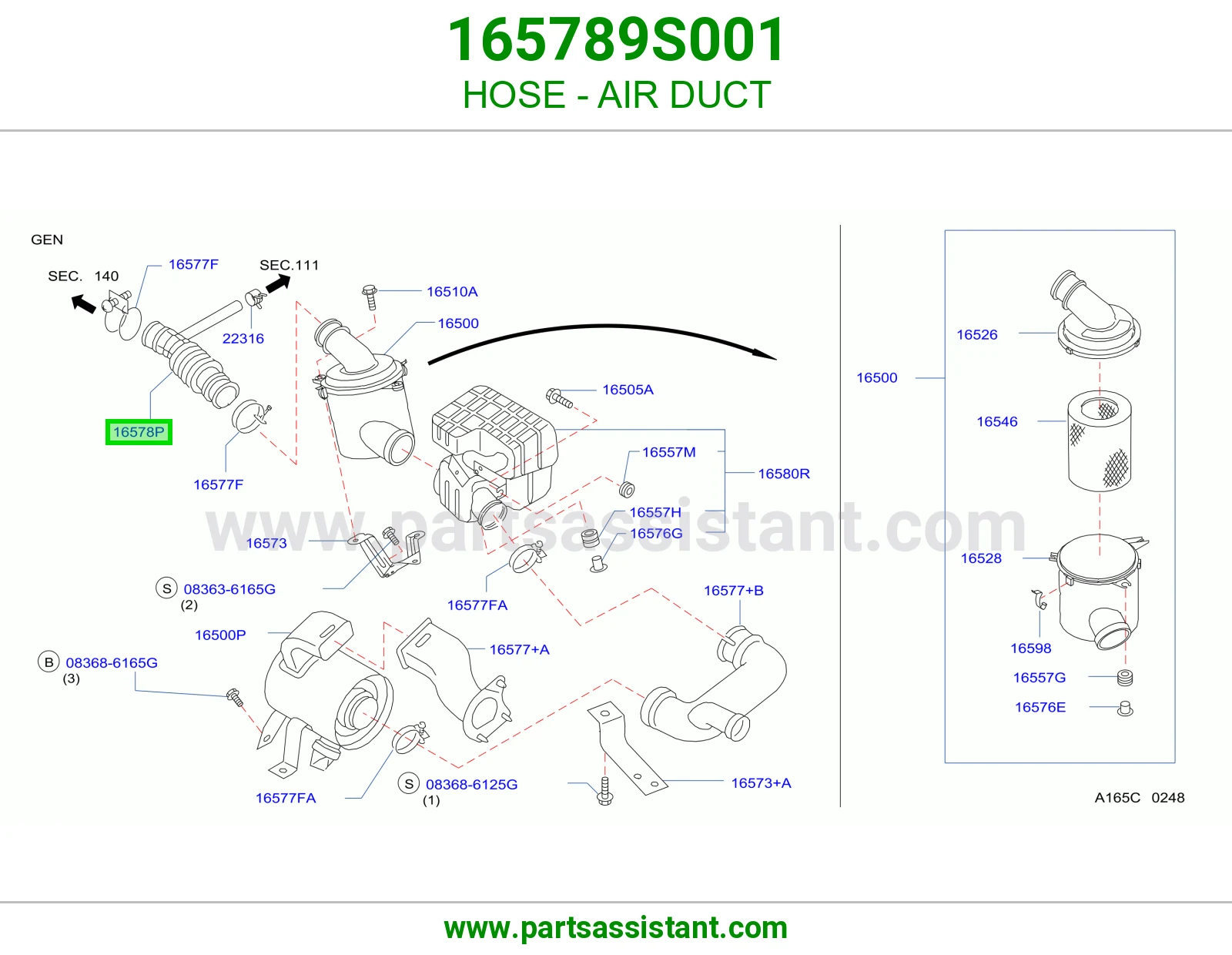 خرطوش قربه هواء 165789S001