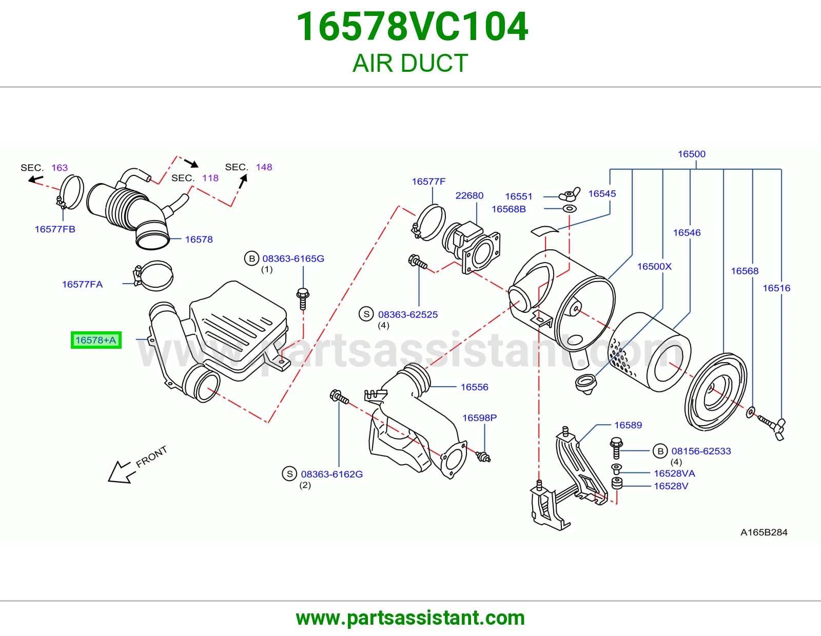 خرطوش قربه هواء 16578VC104