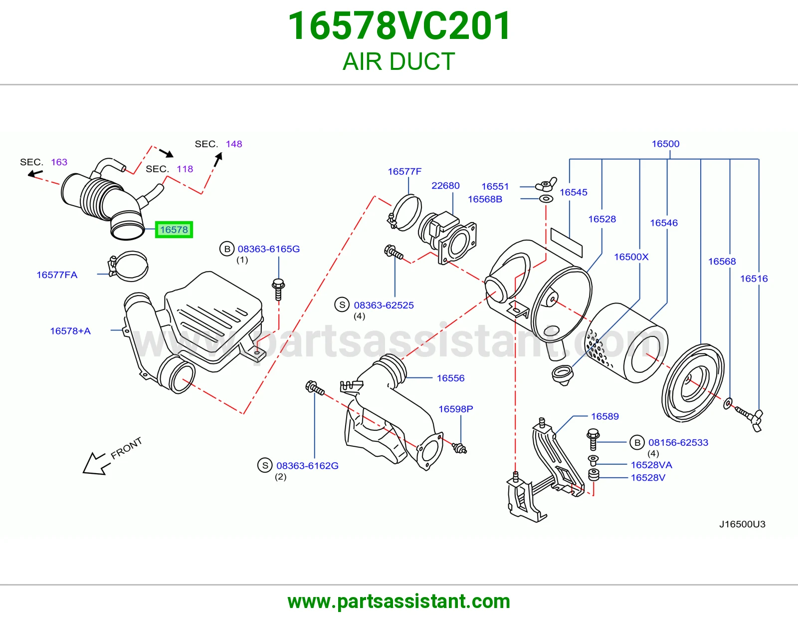 خرطوش قربه هواء 16578VC201