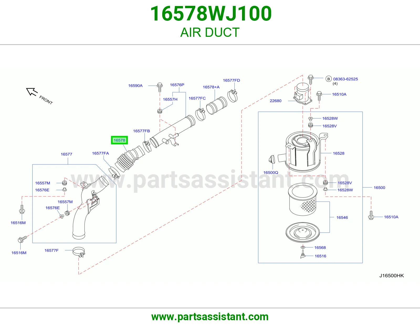 خرطوش قربه هواء 16578WJ100