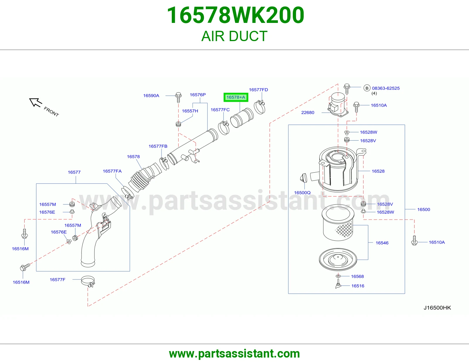 خرطوش قربه هواء 16578WK200