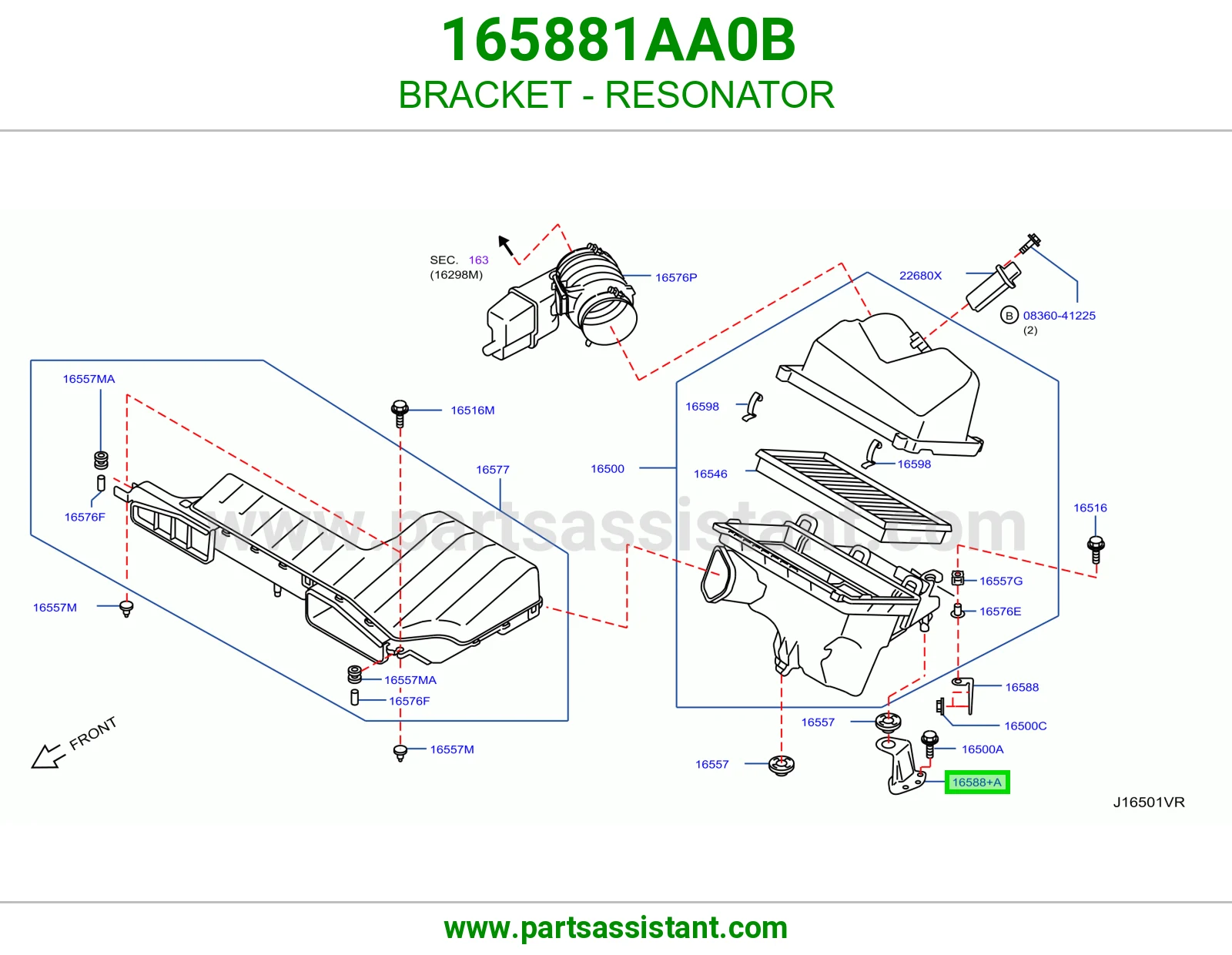قاعدة علبة هواء 165881AA0B