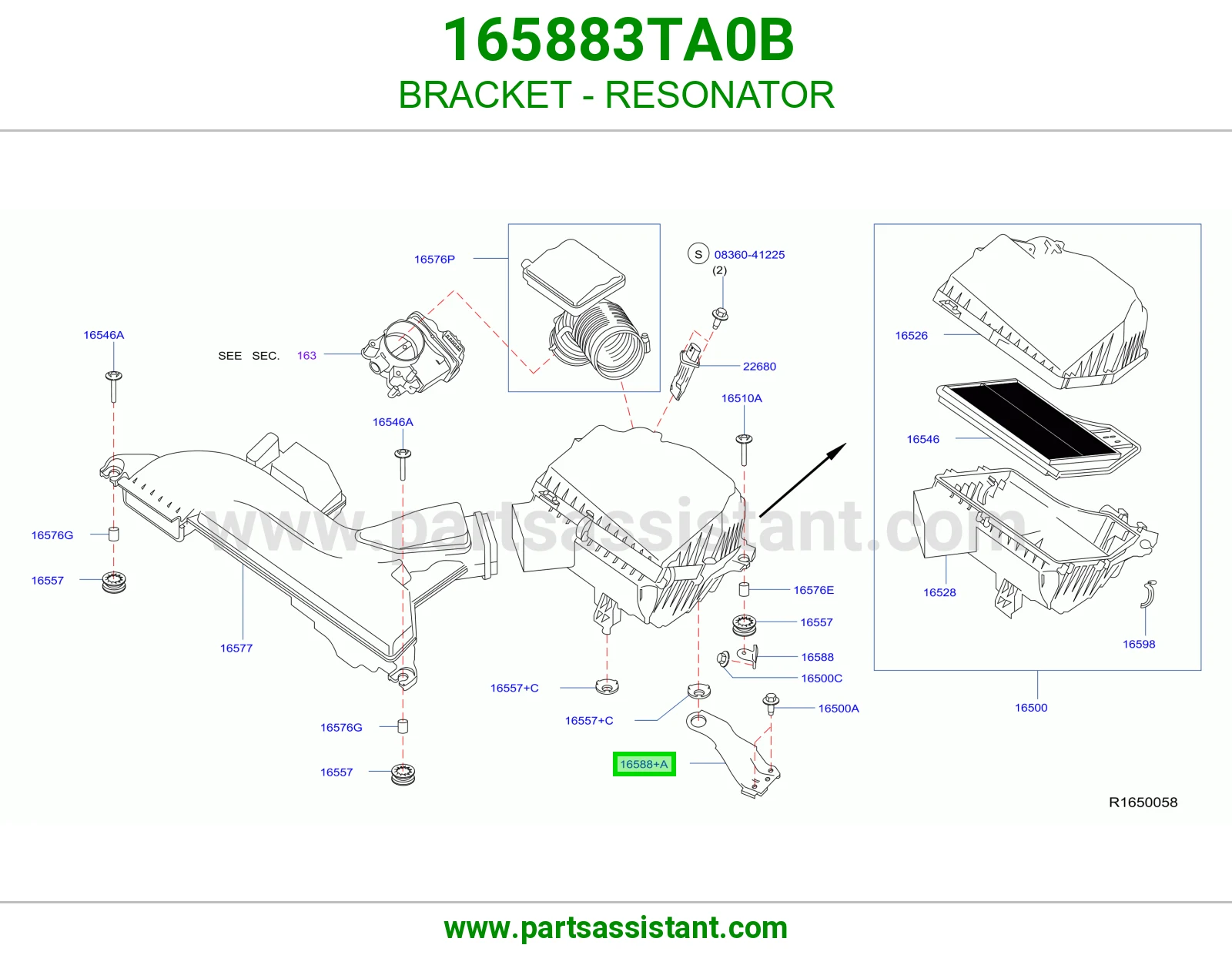 قاعدة علبة هواء 165883TA0B