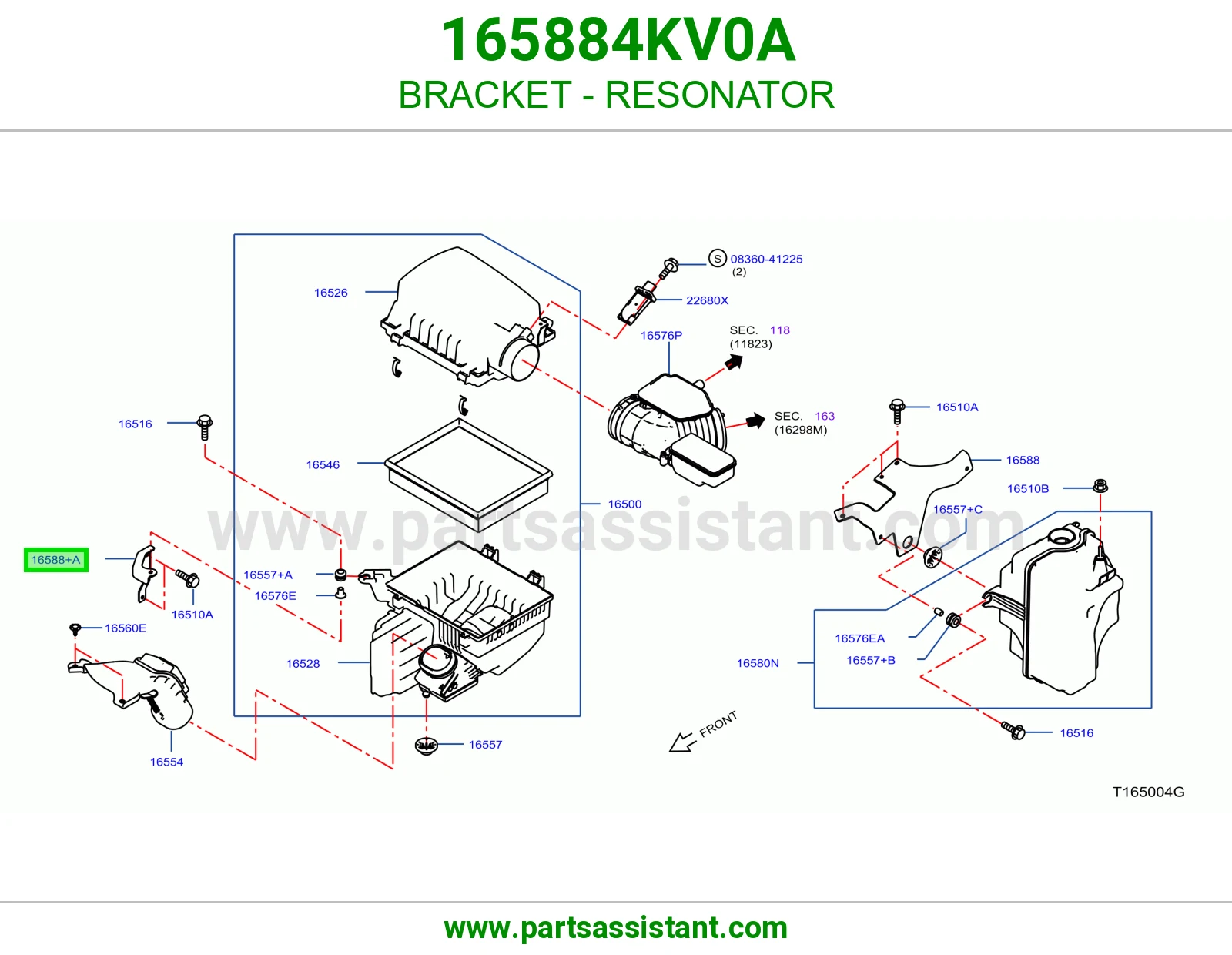 قاعدة علبة هواء 165884KV0A