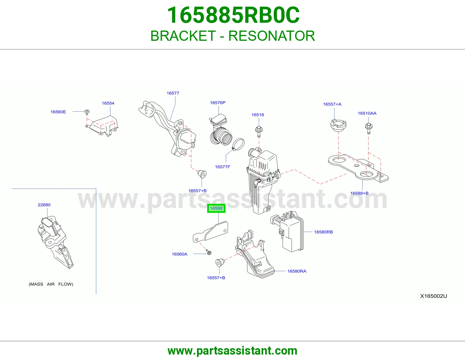 قاعدة علبة هواء 165885RB0C