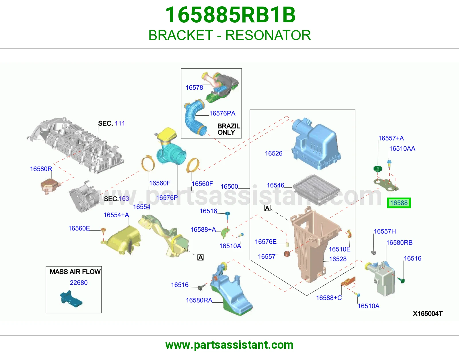 قاعدة علبة هواء 165885RB1B