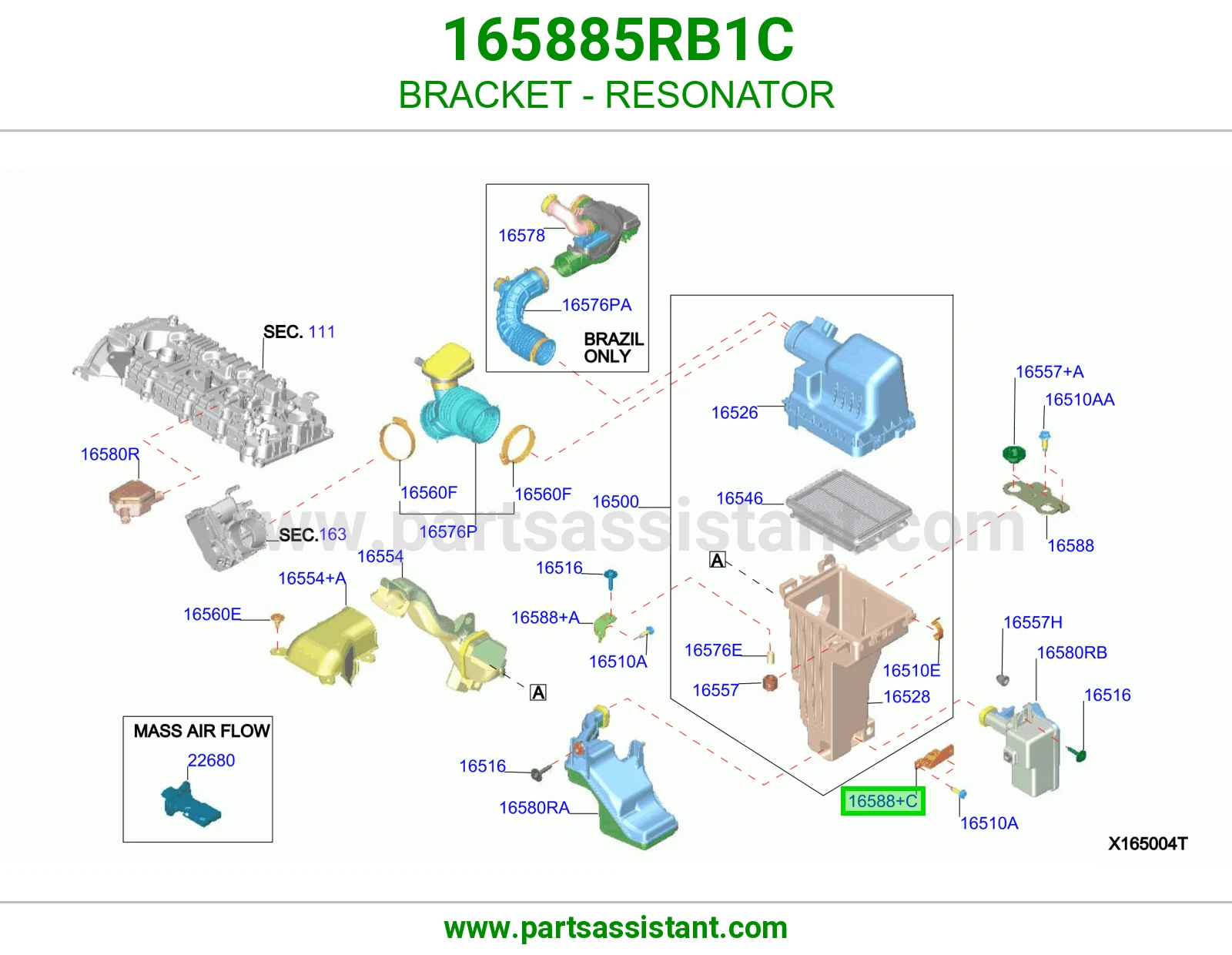 قاعدة علبة هواء 165885RB1C