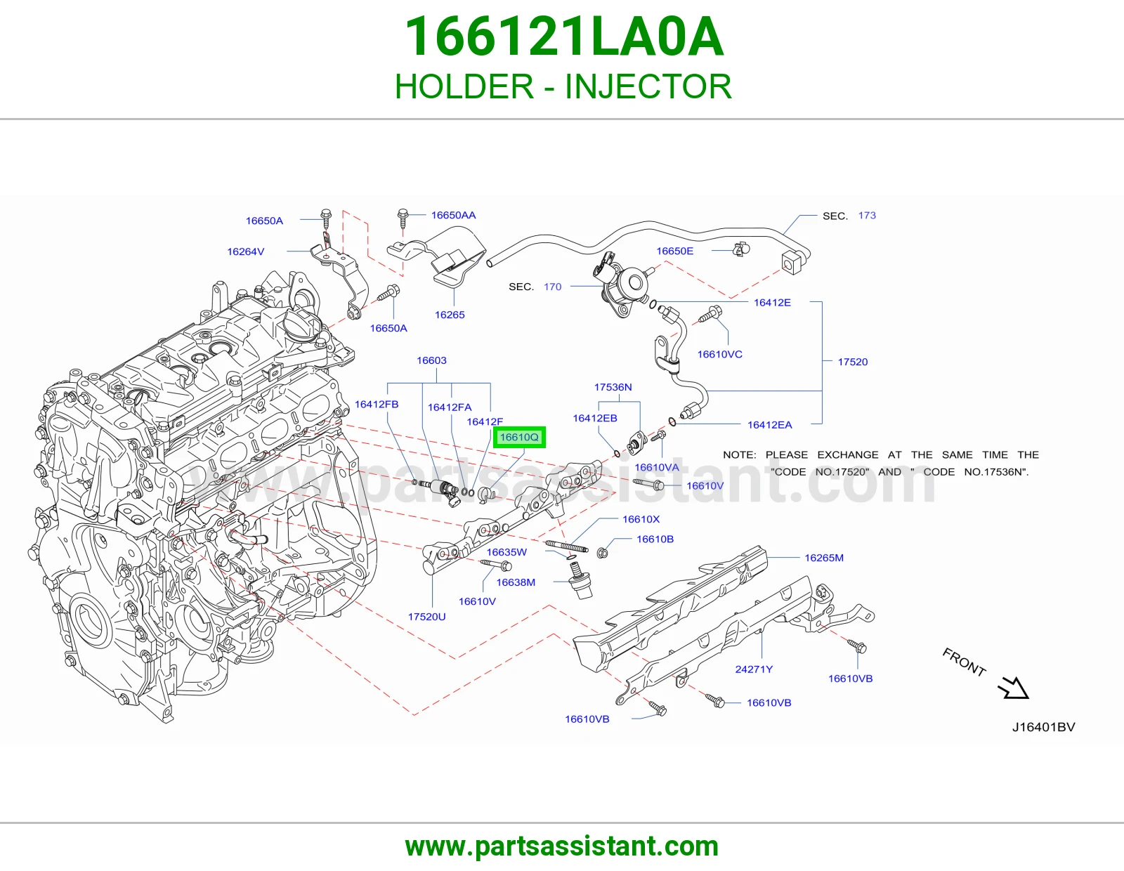 HOLDER - INJECTOR 166121LA0A