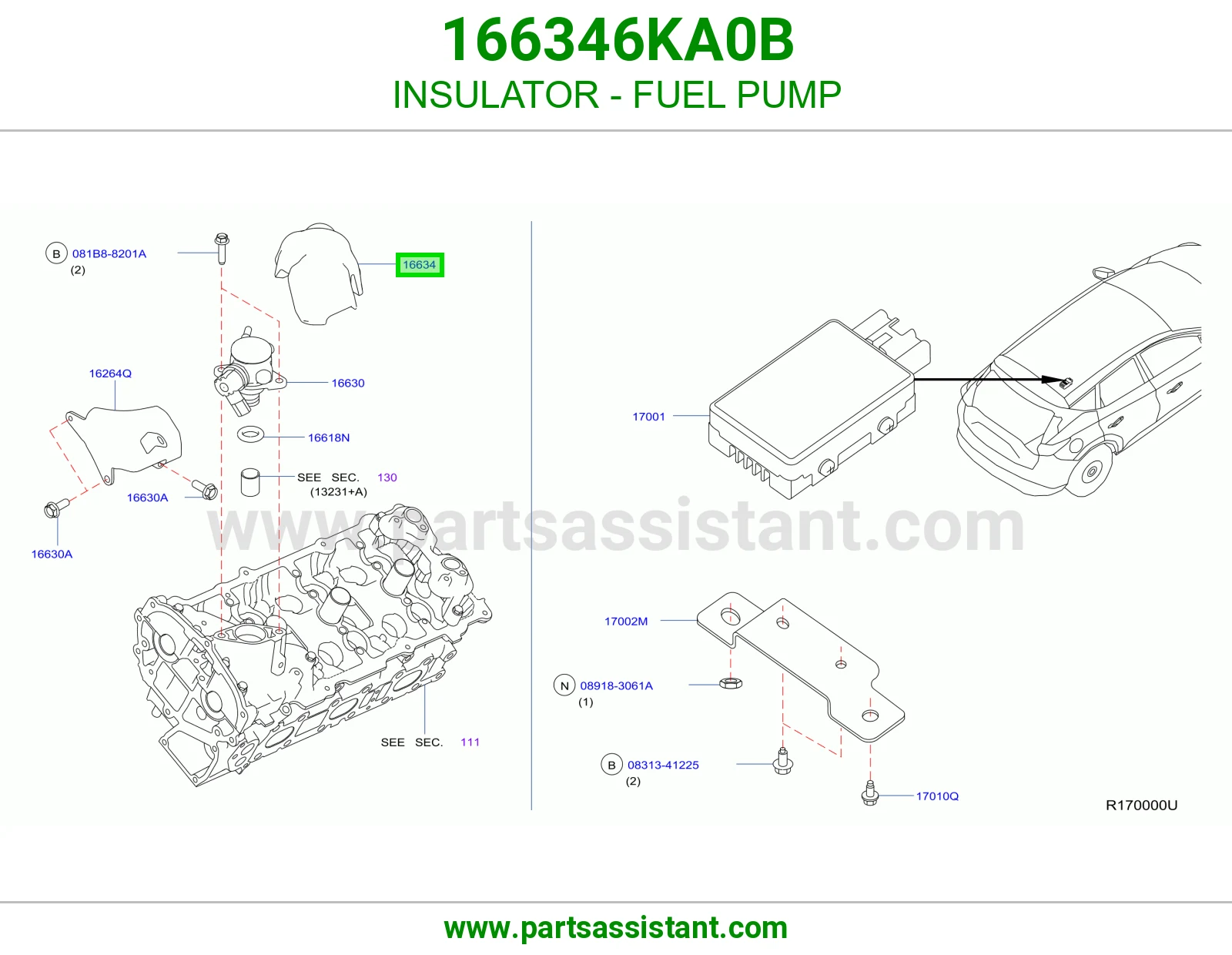 عازل طرمبة بنزين 166346KA0B