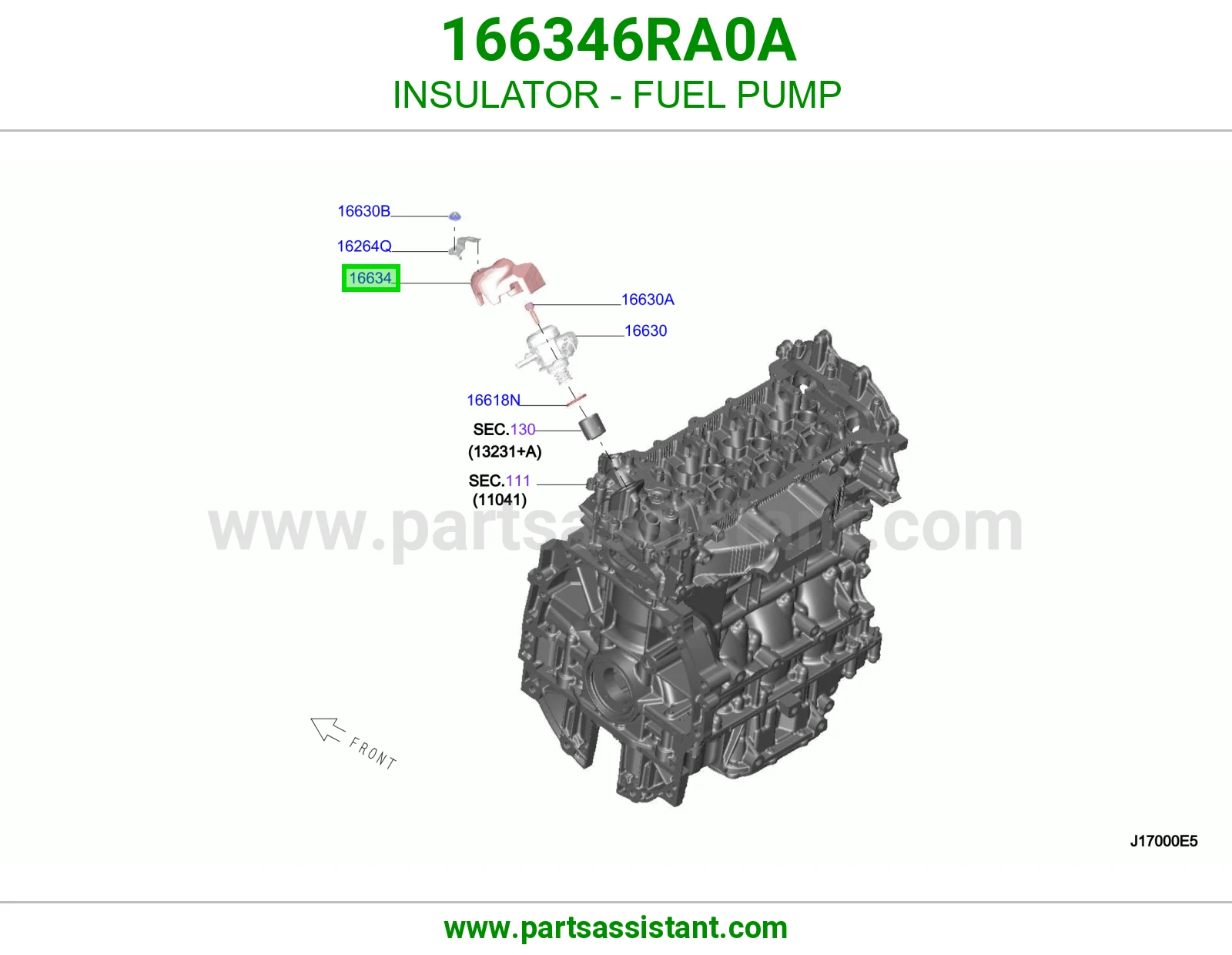 عازل طرمبة بنزين 166346RA0A