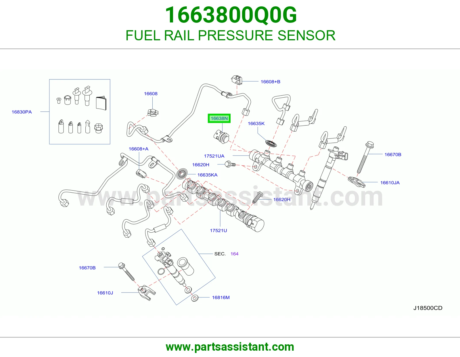حساس ضغط مسطرة البخاخات 1663800Q0G