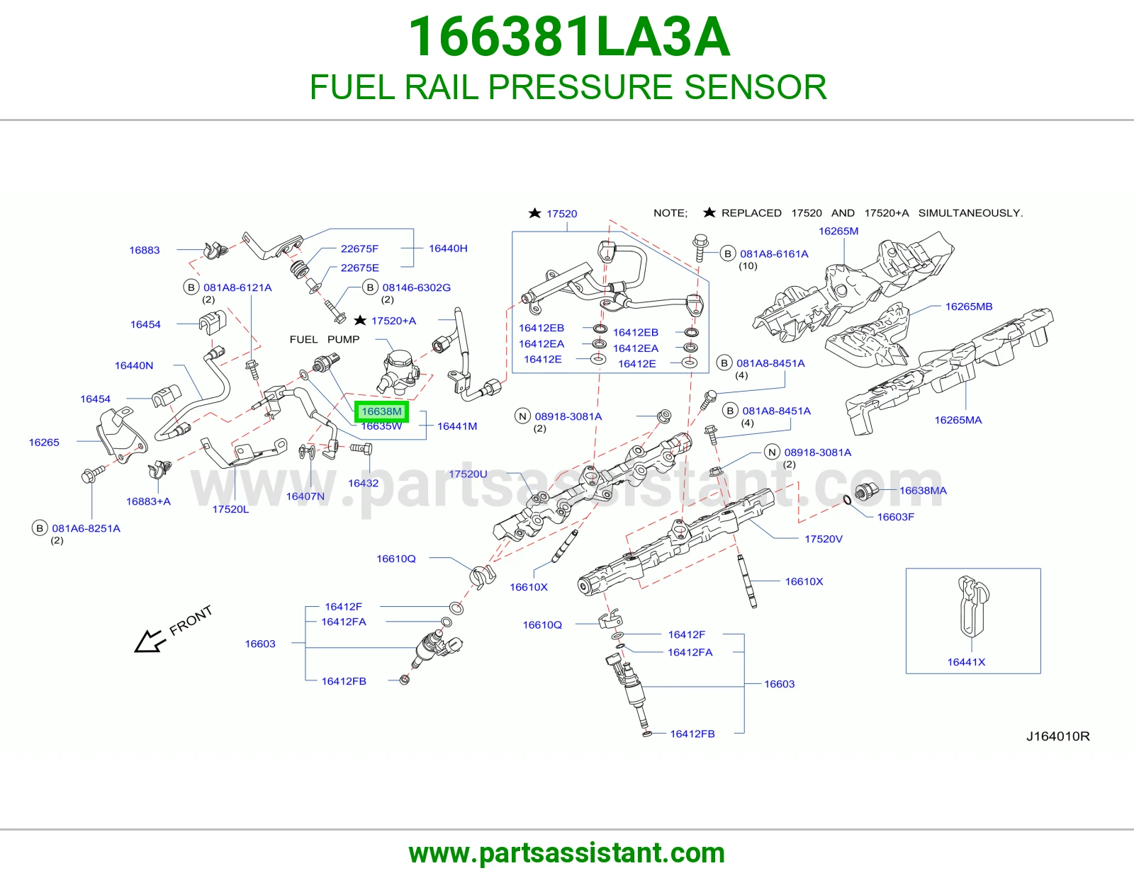 حساس ضغط مسطرة البخاخات 166381LA3A
