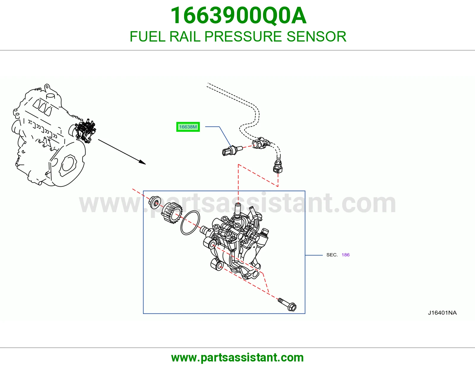 حساس ضغط مسطرة البخاخات 1663900Q0A
