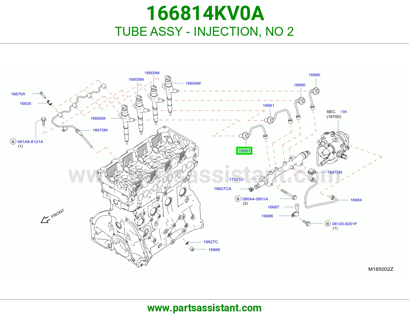 ماسورة بخاخات رقم 2 كاملة 166814KV0A