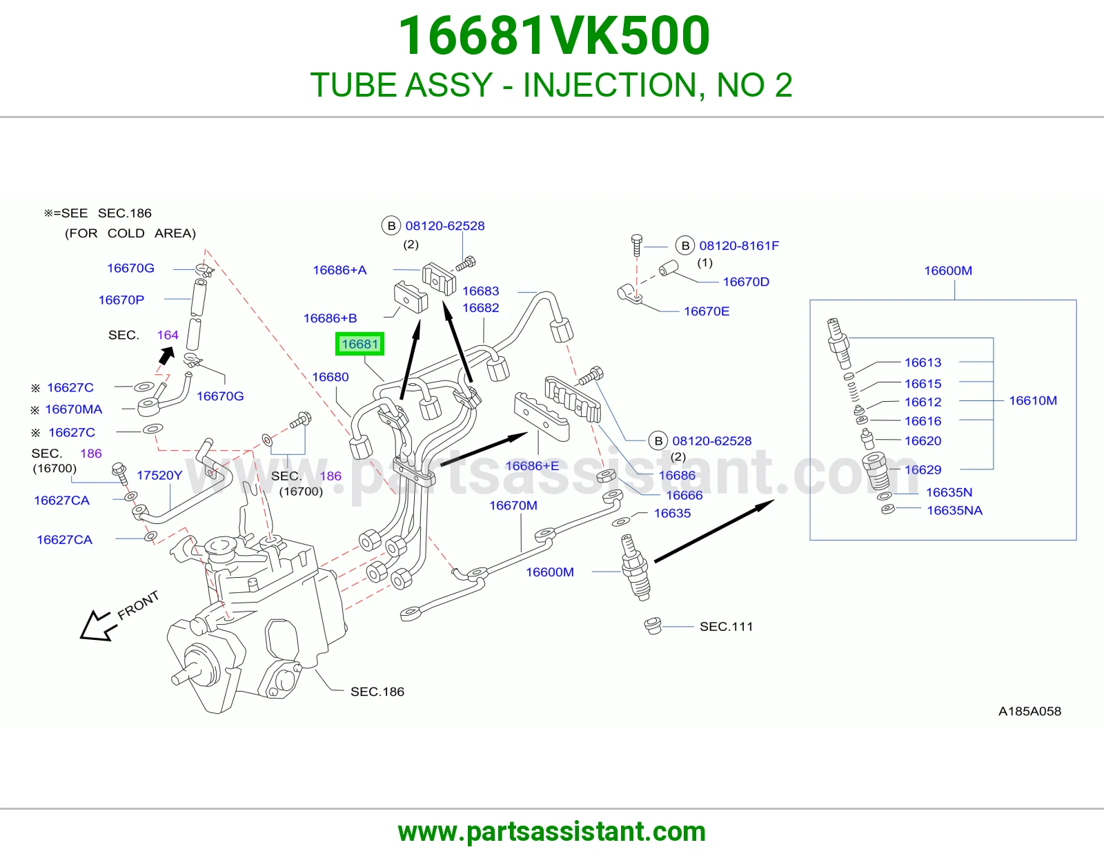 ماسورة بخاخات رقم 2 كاملة 16681VK500