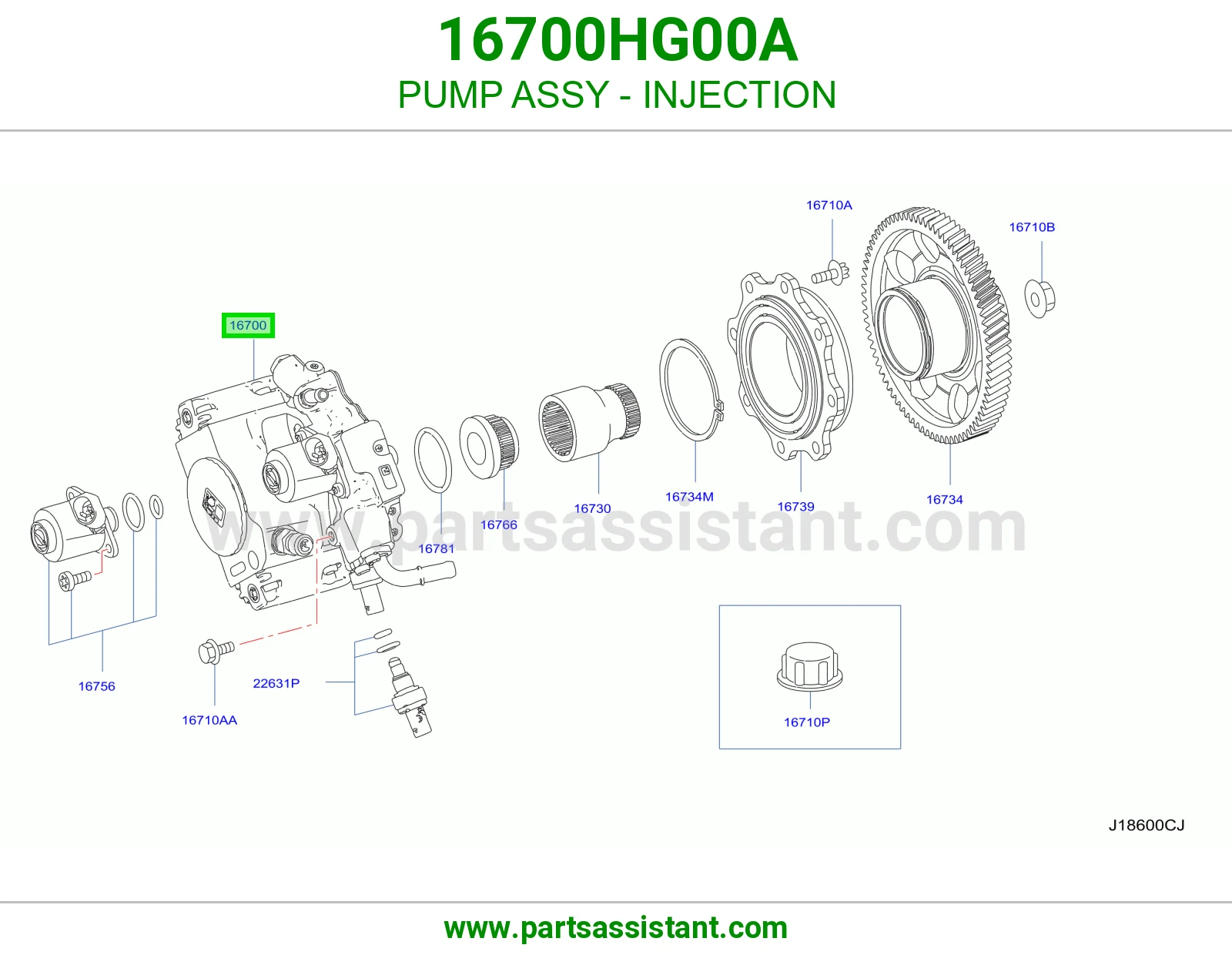 طرمبه ديزل كامل 16700HG00A