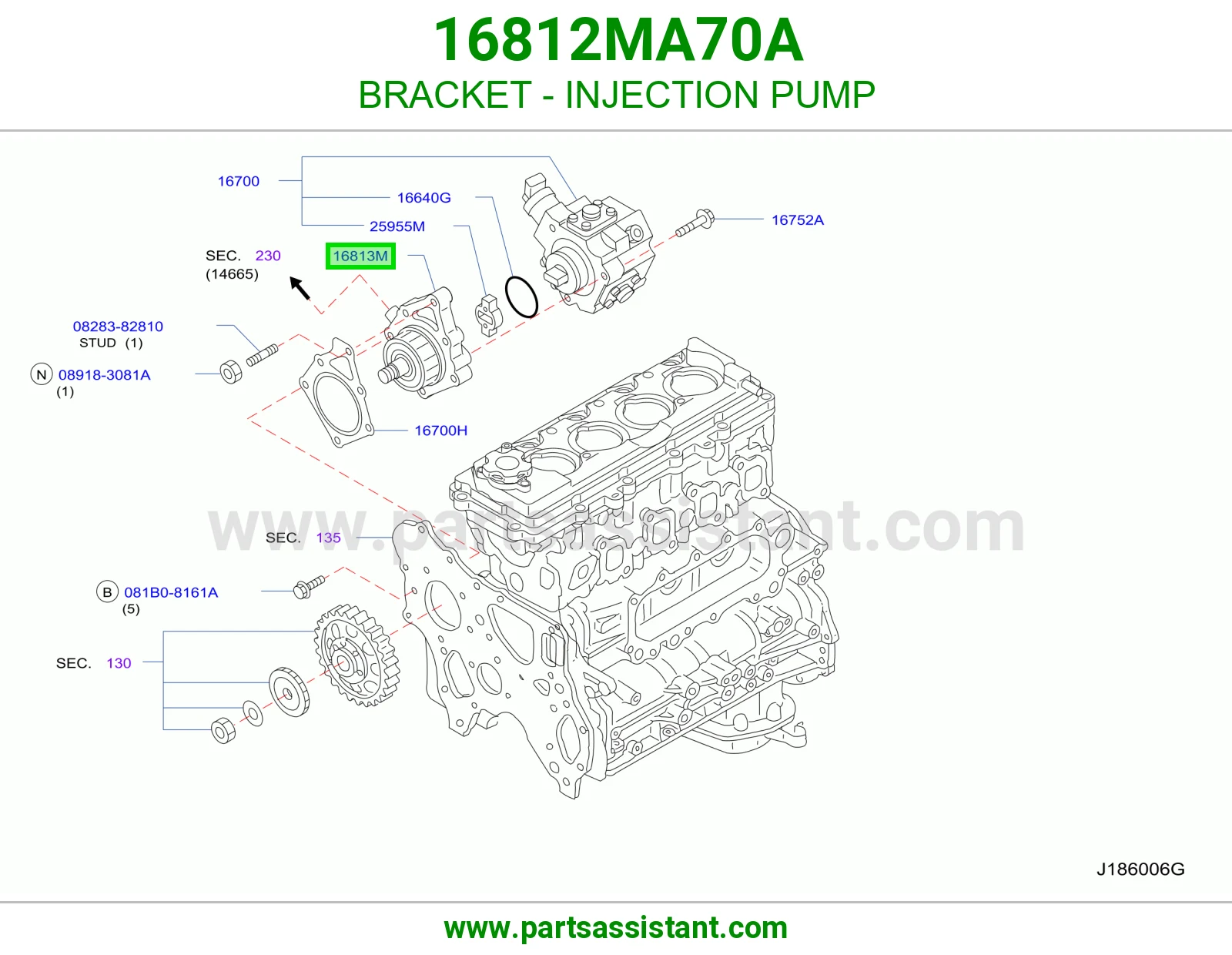 قاعدة طرمبة ديزل 16812MA70A