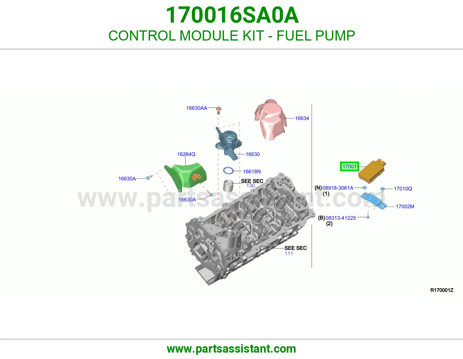 كمبيوتر طرمبه بنزين 170016SA0A