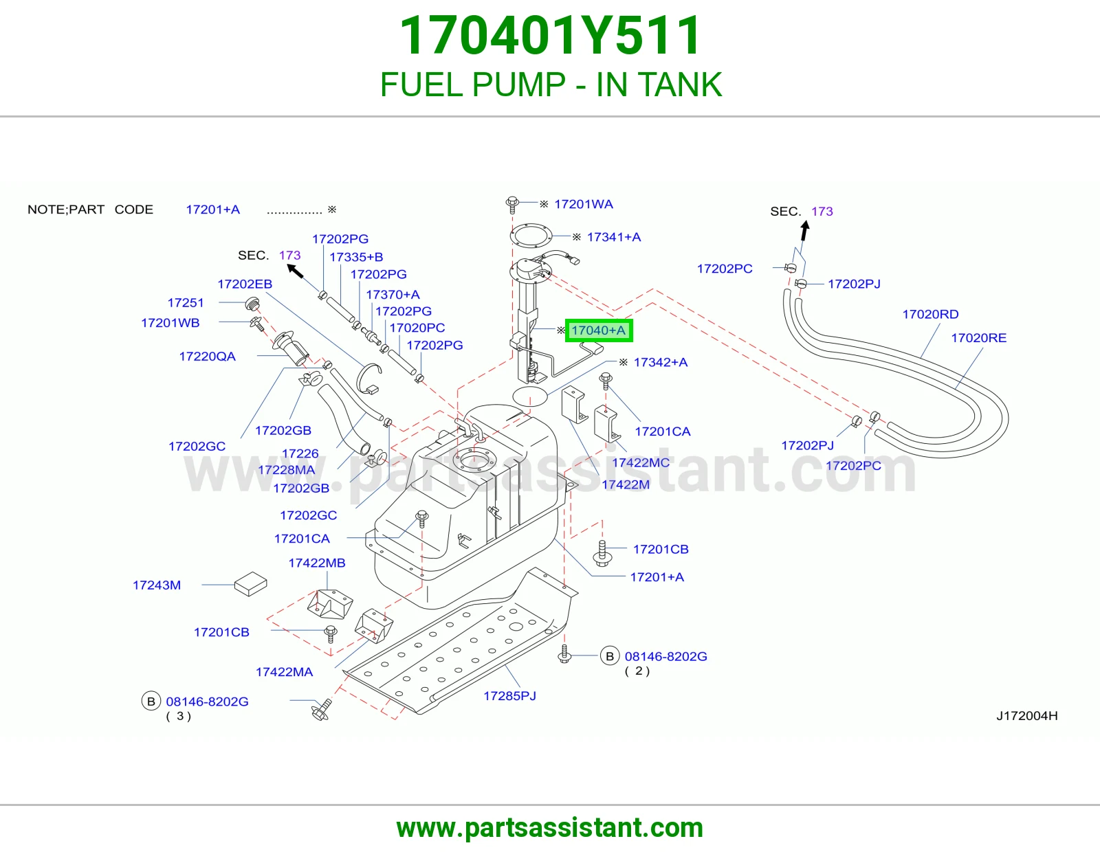 FUEL PUMP - IN TANK 170401Y511