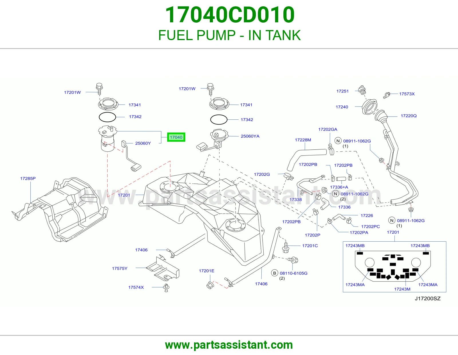 FUEL PUMP - IN TANK 17040CD010