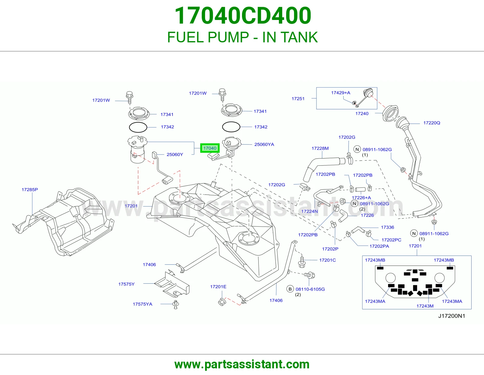 FUEL PUMP - IN TANK 17040CD400