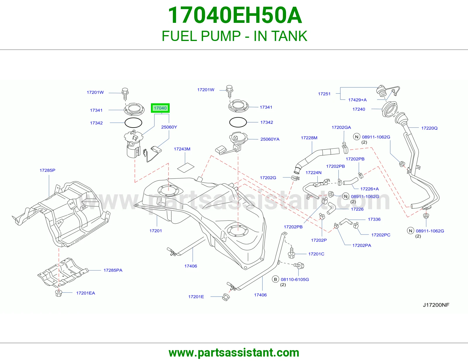 FUEL PUMP - IN TANK 17040EH50A