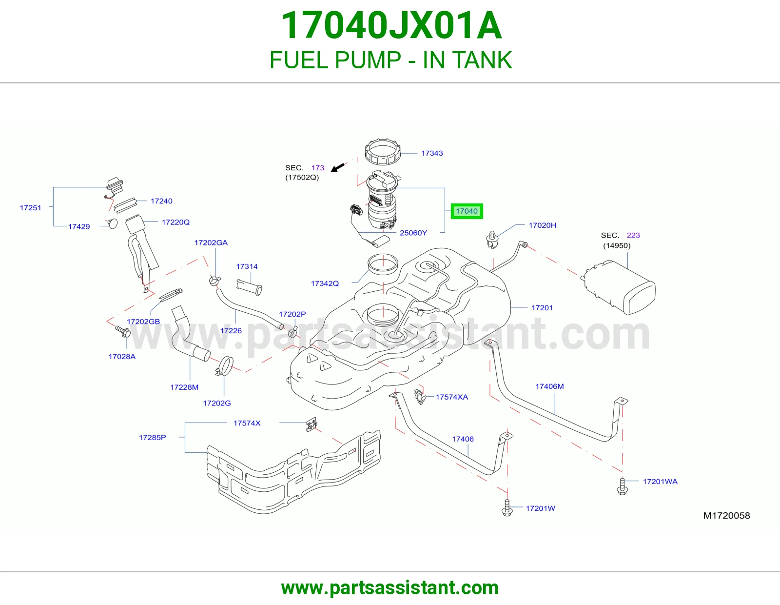 FUEL PUMP - IN TANK 17040JX01A