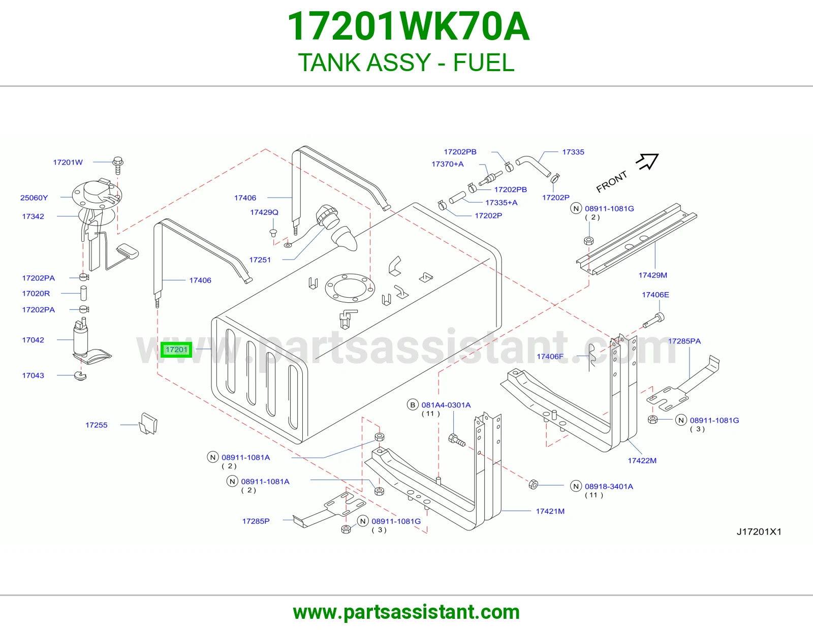TANK ASSY - FUEL 17201WK70A