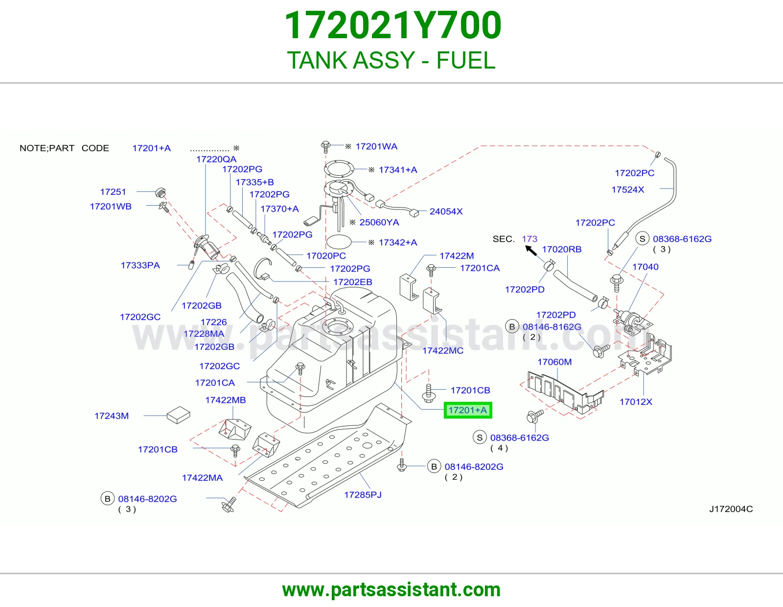 TANK ASSY - FUEL 172021Y700