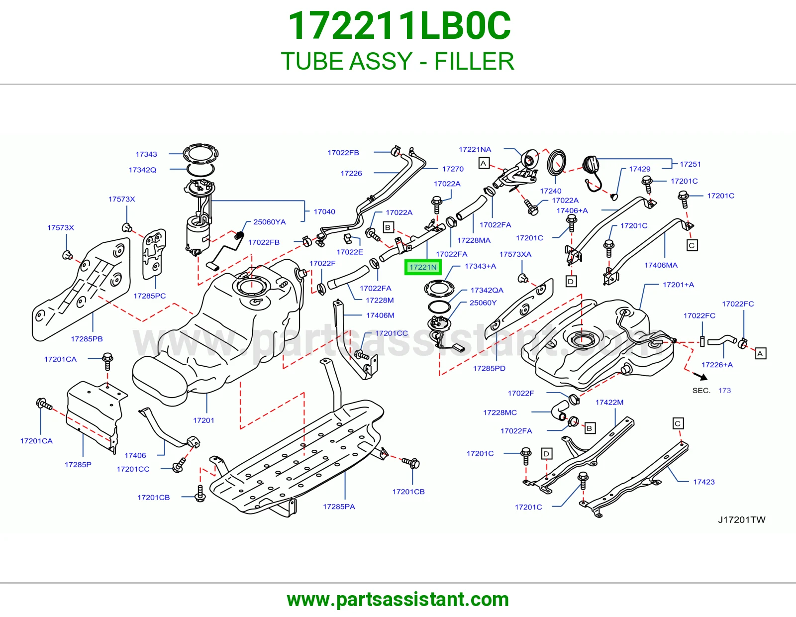 ماسورة فتحة تعبئة كاملة 172211LB0C