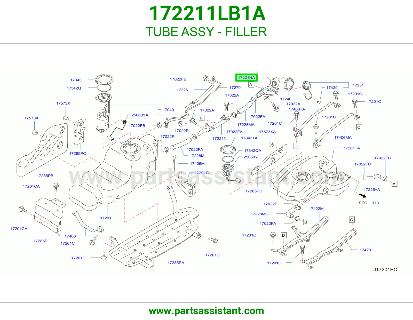 ماسورة فتحة تعبئة كاملة 172211LB1A