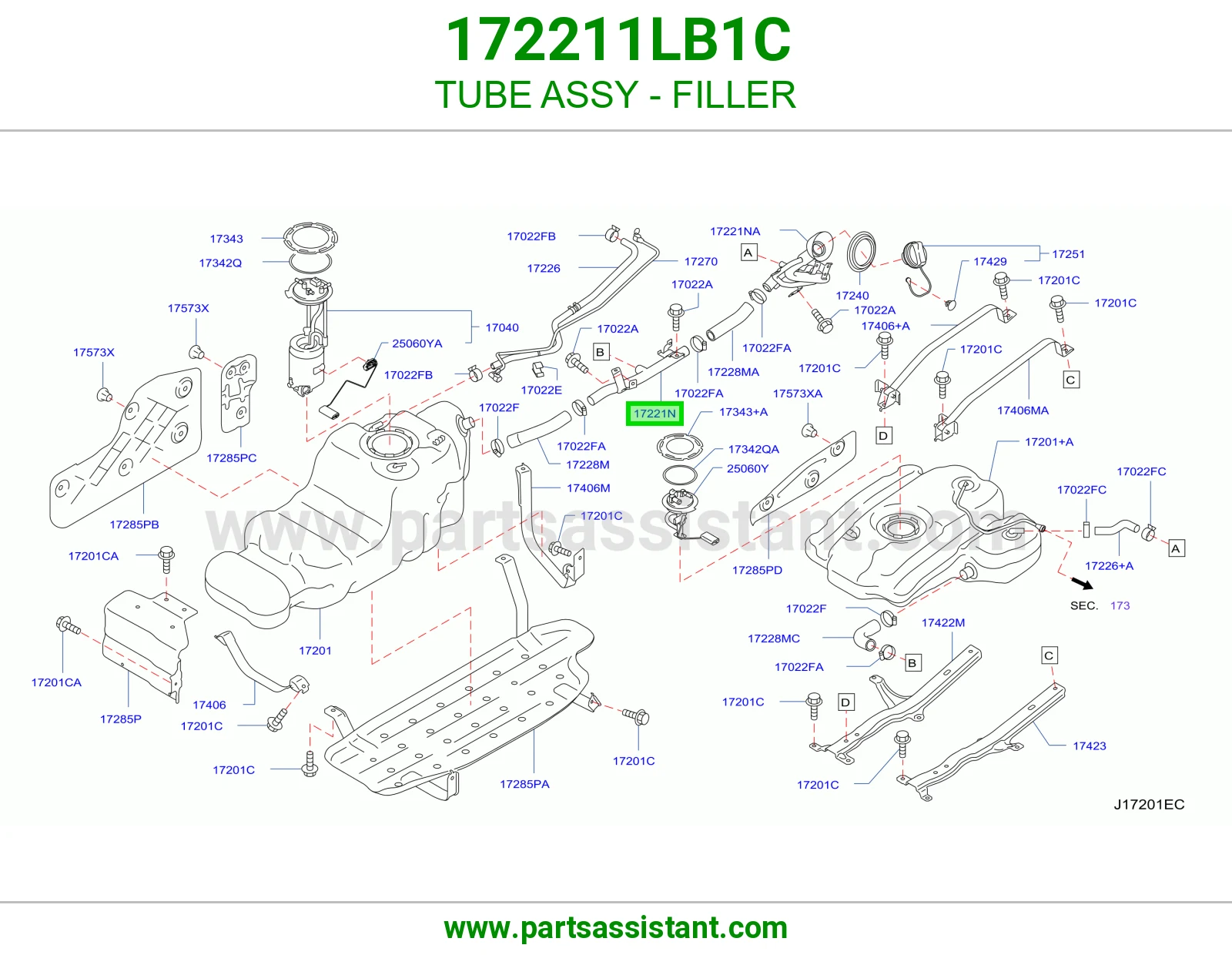 ماسورة فتحة تعبئة كاملة 172211LB1C