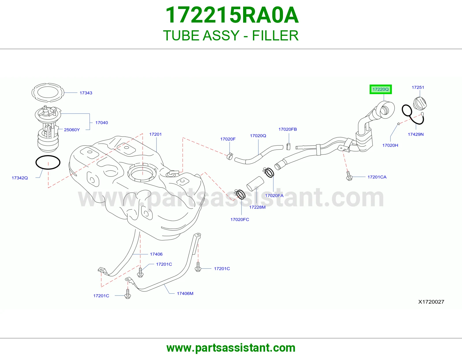 ماسورة فتحة تعبئة كاملة 172215RA0A