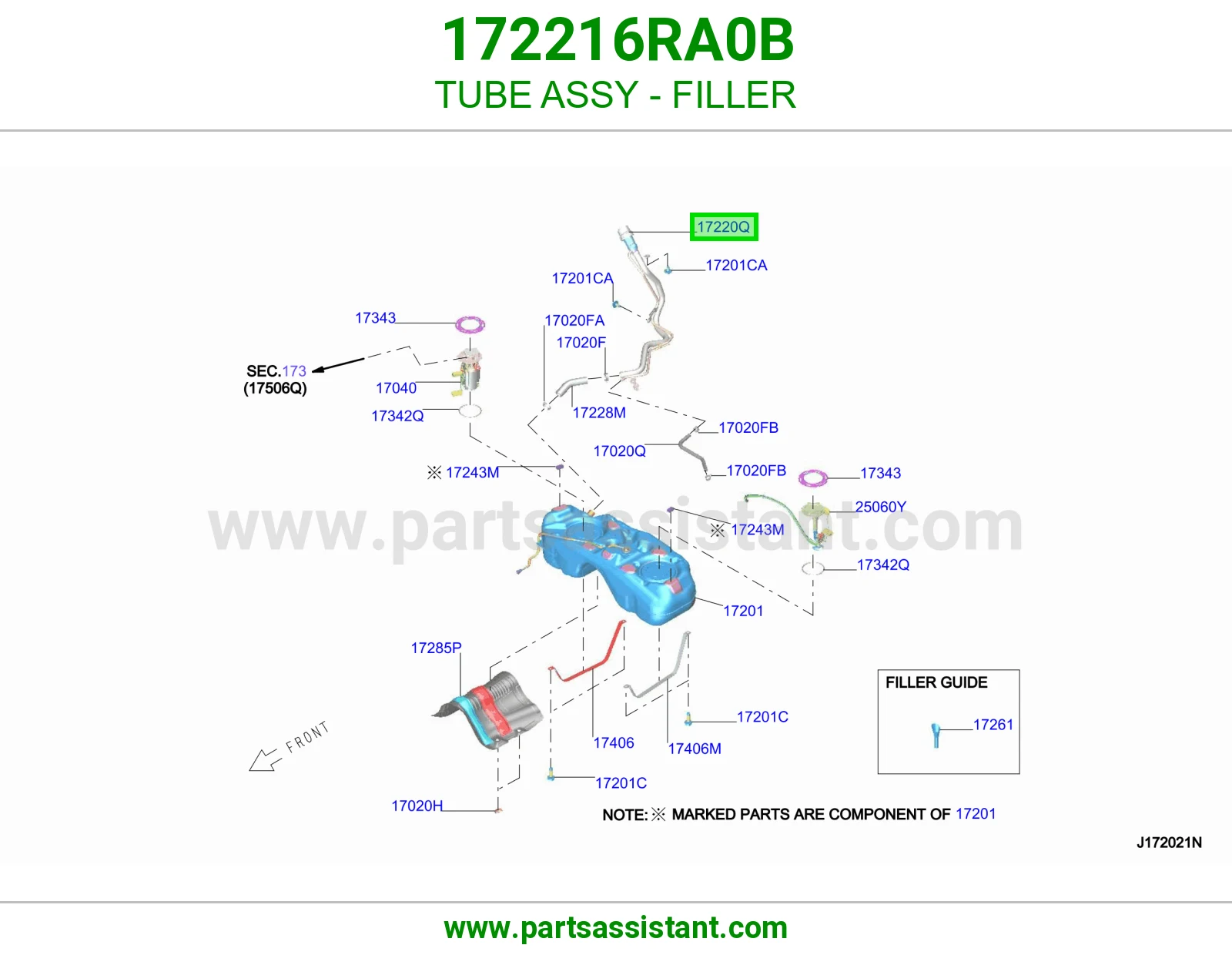 ماسورة فتحة تعبئة كاملة 172216RA0B