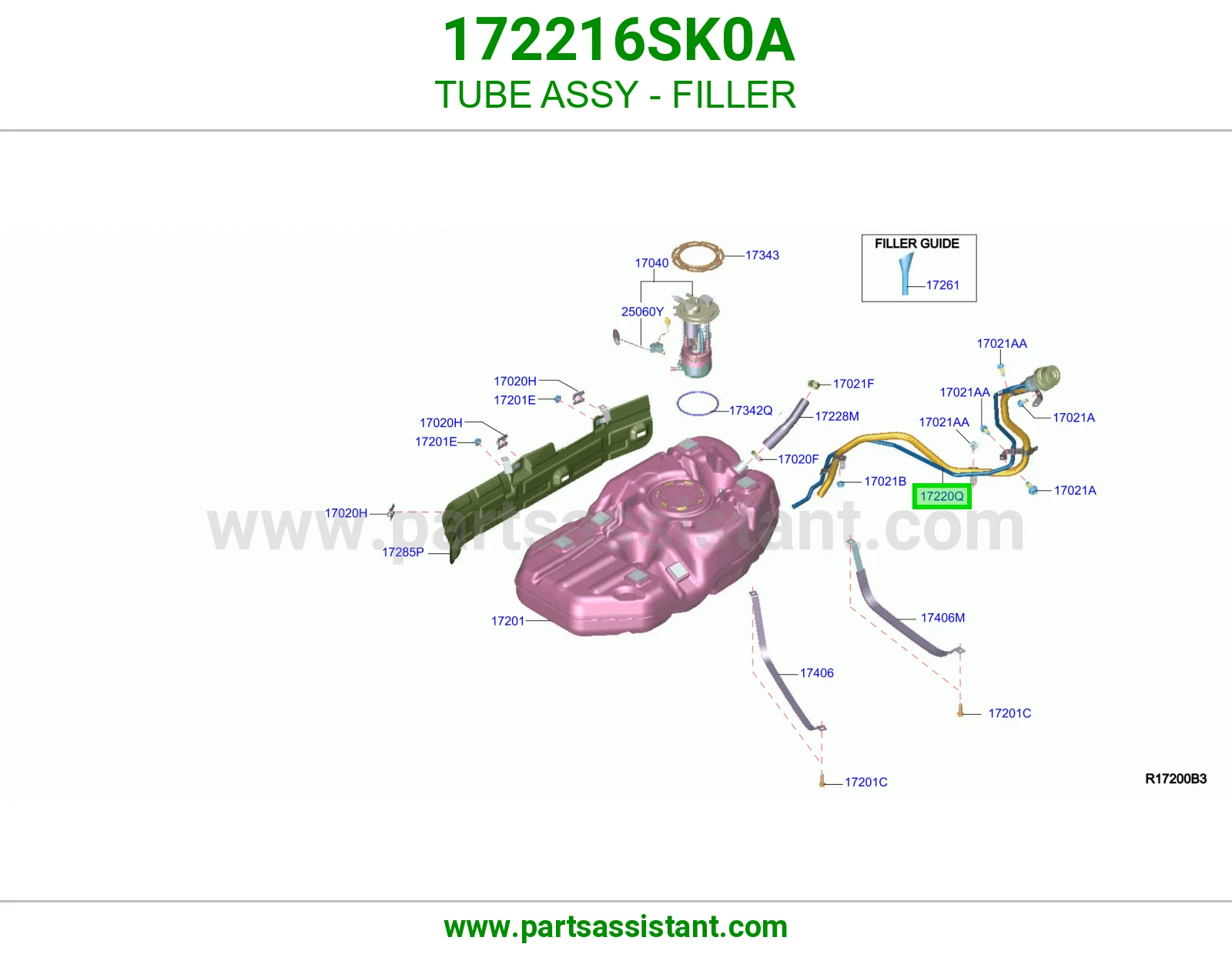 ماسورة فتحة تعبئة كاملة 172216SK0A