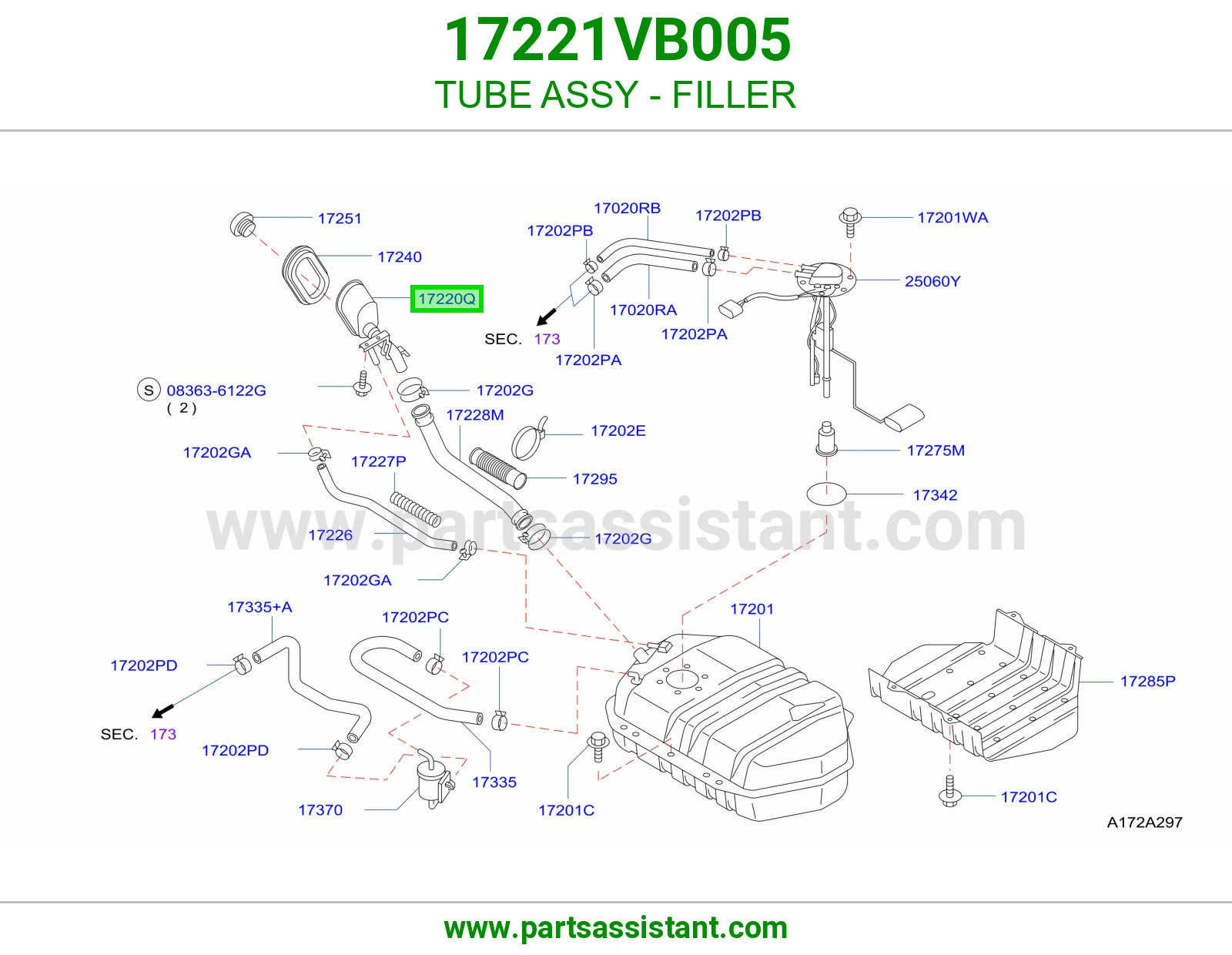 ماسورة فتحة تعبئة كاملة 17221VB005