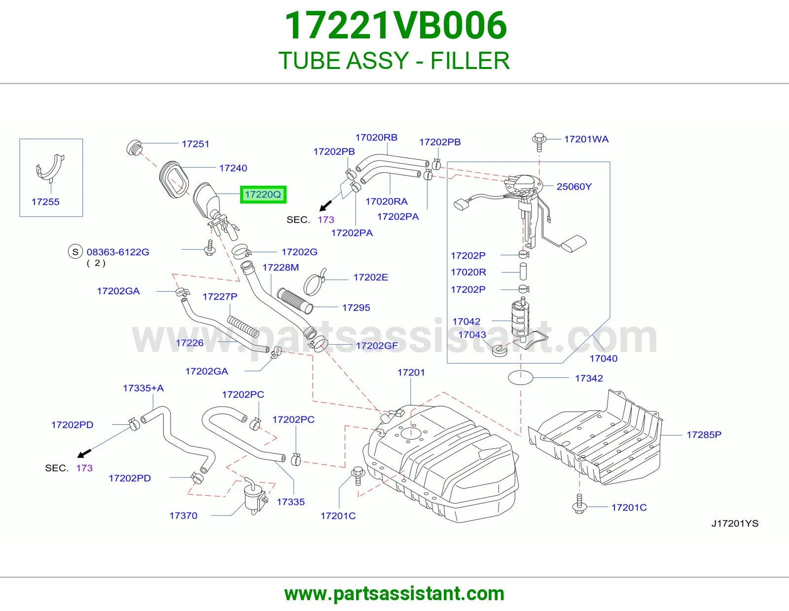 ماسورة فتحة تعبئة كاملة 17221VB006